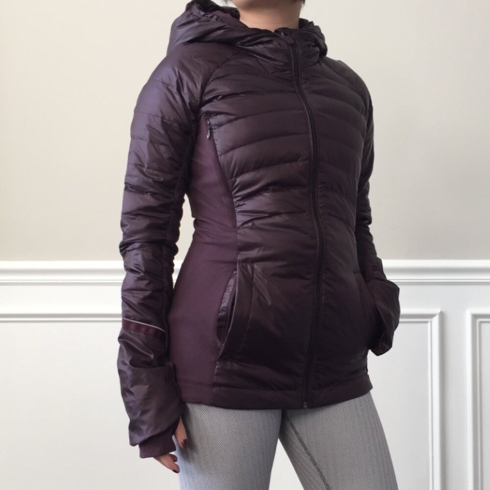Lululemon Women's Purple Down For A Run Hooded Slim Puffer Jacket Size 6
